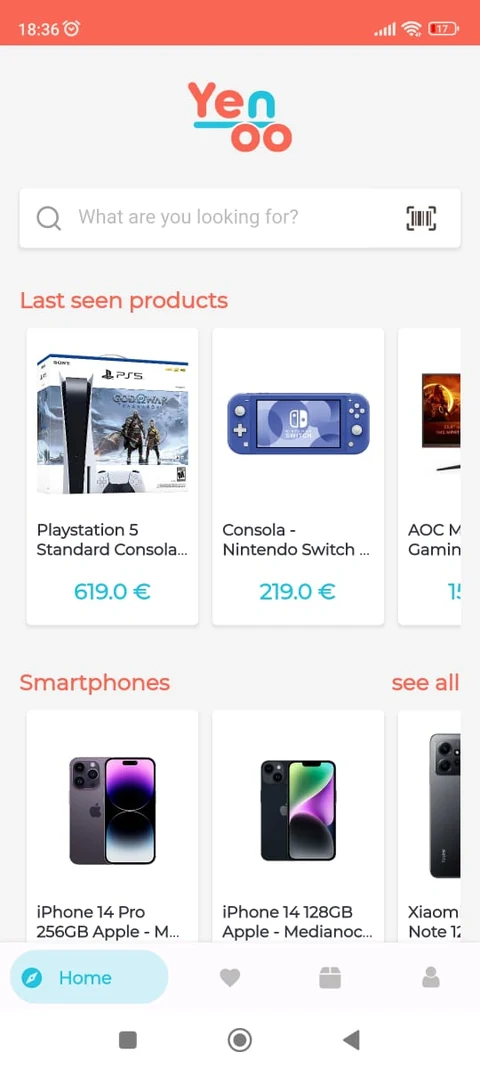 Aperçu de l'application Yenoo